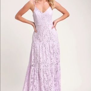 Lulus finely lavender lace tiered maxi dress